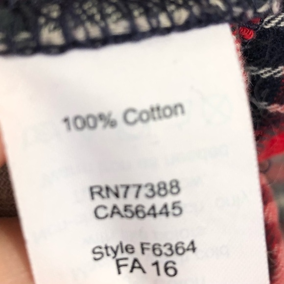 Madewell Red Oversized Ex Boyfriend Plaid Flannel Button Down Shirt Size XS - Picture 13 of 14